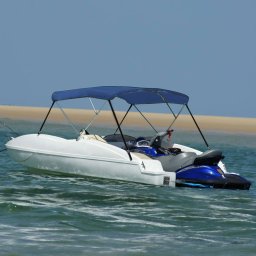 vidaXL Biminitop 3-boogs 183x196x137 cm blauw