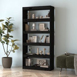 vidaXL Boekenkast/kamerscherm 80x30x167,4 cm massief grenenhout zwart