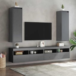 vidaXL Wandkasten 2 st 30x30x100 cm massief grenenhout grijs