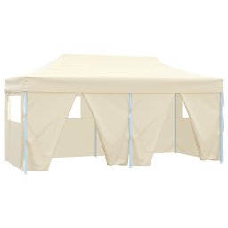 vidaXL Partytent met 4 zijwanden inklapbaar 3x6 m staal crème
