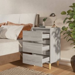 vidaXL Nachtkastje met massief houten poten 40x35x69 cm grijs sonoma