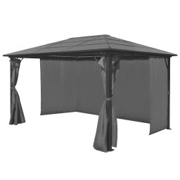 vidaXL Prieel met gordijn 400x300 cm aluminium antraciet