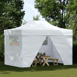 vidaXL Partytent met 4 zijwanden inklapbaar 280x410x315 cm staal wit