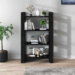 vidaXL Boekenkast/kamerscherm 80x35x125 cm massief grenenhout zwart