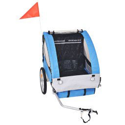 vidaXL Fietstrailer 30 kg grijs en blauw