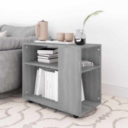 vidaXL Bijzettafel 70x35x60,5 cm bewerkt hout grijs sonoma eikenkleurig