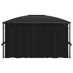 vidaXL Prieel met gordijnen 400x300x265 cm antraciet