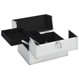 vidaXL Make-up koffer 22x30x21 cm aluminium zilverkleurig