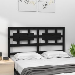 vidaXL Hoofdbord 205,5x4x100 cm massief grenenhout zwart