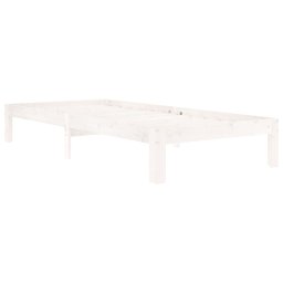 vidaXL Bedframe massief grenenhout wit 90x200 cm