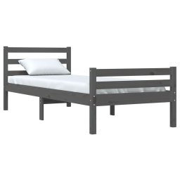 vidaXL Bedframe massief hout grijs 100x200 cm