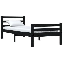 vidaXL Bedframe massief hout zwart 100x200 cm