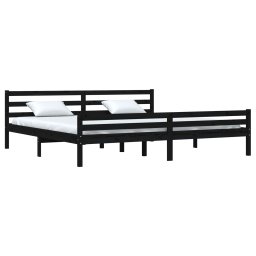 vidaXL Bedframe massief hout zwart 200x200 cm