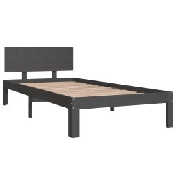 vidaXL Bedframe massief grenenhout grijs 90x200 cm