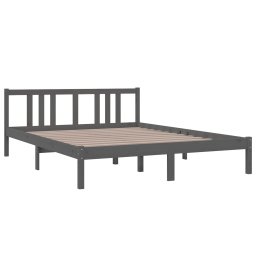vidaXL Bedframe massief hout grijs 150x200 cm