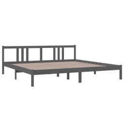 vidaXL Bedframe massief hout grijs 200x200 cm