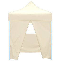 vidaXL Partytent met 4 zijwanden inklapbaar 2x2 m staal crème