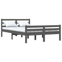 vidaXL Bedframe massief hout grijs 150x200 cm