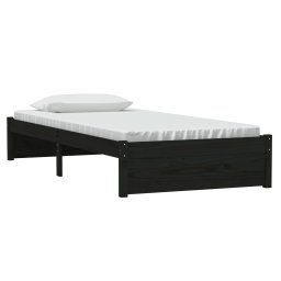 vidaXL Bedframe massief hout zwart 90x190 cm