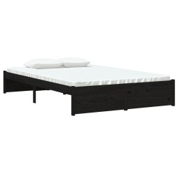 vidaXL Bedframe massief hout zwart 120x190 cm