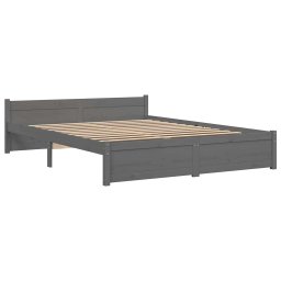vidaXL Bedframe massief hout grijs 135x190 cm
