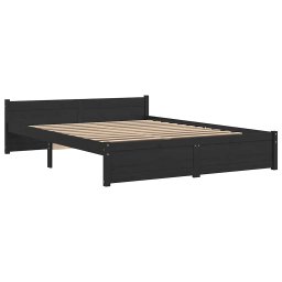 vidaXL Bedframe massief hout zwart 140x190 cm
