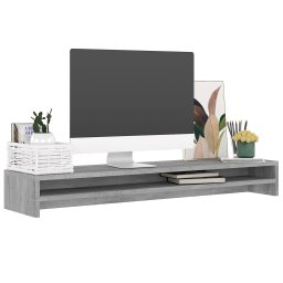 vidaXL Monitorstandaard 100x24x13 cm bewerkt hout grijs sonoma eiken