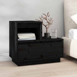 vidaXL Nachtkastjes 2 st 60x34x51 cm massief grenenhout zwart