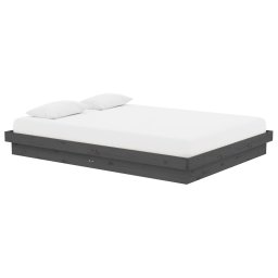 vidaXL Bedframe massief hout grijs 135x190 cm