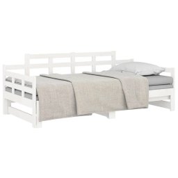 vidaXL Slaapbank uitschuifbaar massief grenenhout wit 2x(80x200) cm