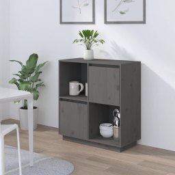 vidaXL Dressoir 74x35x80 cm massief grenenhout grijs