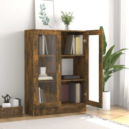 vidaXL Vitrinekast 82,5x30,5x115 cm bewerkt hout gerookt eikenkleurig