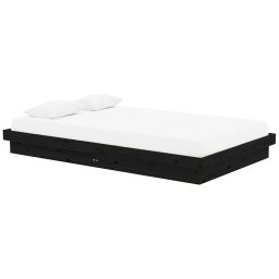 vidaXL Bedframe massief hout zwart 120x200 cm