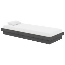 vidaXL Bedframe massief hout grijs 75x190 cm