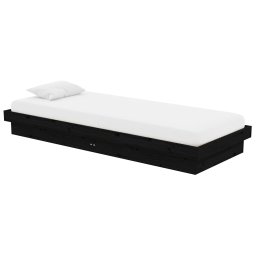 vidaXL Bedframe massief hout zwart 75x190 cm