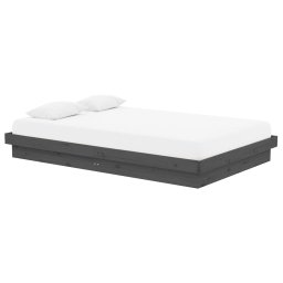vidaXL Bedframe massief hout grijs 120x190 cm