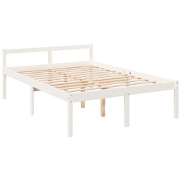 vidaXL Seniorenbed massief grenenhout wit 135x190 cm