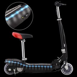 vidaXL Kinderstep met zadel en LED 120 W zwart