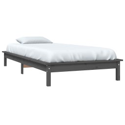 vidaXL Bedframe massief grenenhout grijs 90x200 cm