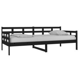 vidaXL Slaapbank massief grenenhout zwart 90x200 cm