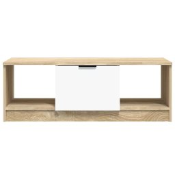 vidaXL Salontafel 102x50x36 cm bewerkt hout wit en sonoma eikenkleurig