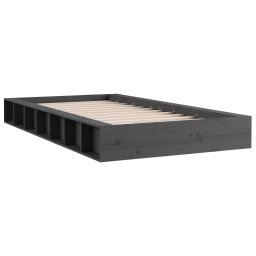vidaXL Bedframe massief hout grijs 75x190 cm