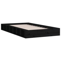 vidaXL Bedframe massief hout zwart 75x190 cm