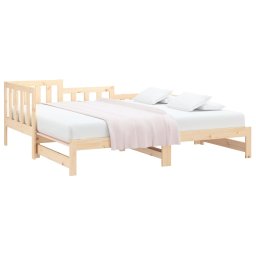 vidaXL Slaapbank uitschuifbaar massief grenenhout 2x(90x190) cm