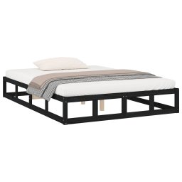 vidaXL Bedframe massief hout zwart 120x200 cm