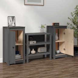 vidaXL Dressoirs 2 st 39x35x80 cm massief grenenhout grijs