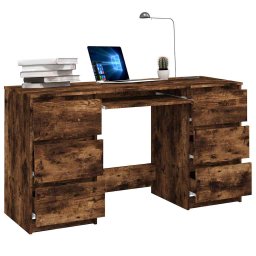 vidaXL Bureau 140x50x77 cm bewerkt hout gerookt eikenkleurig