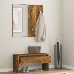 vidaXL Garderobe set bewerkt hout gerookt eikenkleurig