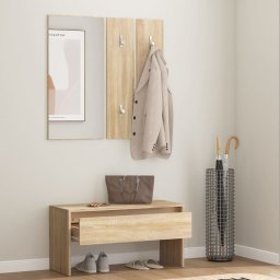 vidaXL Garderobe set bewerkt hout sonoma eiken