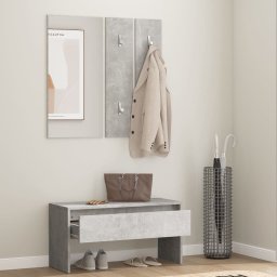 vidaXL Garderobe set bewerkt hout betongrijs